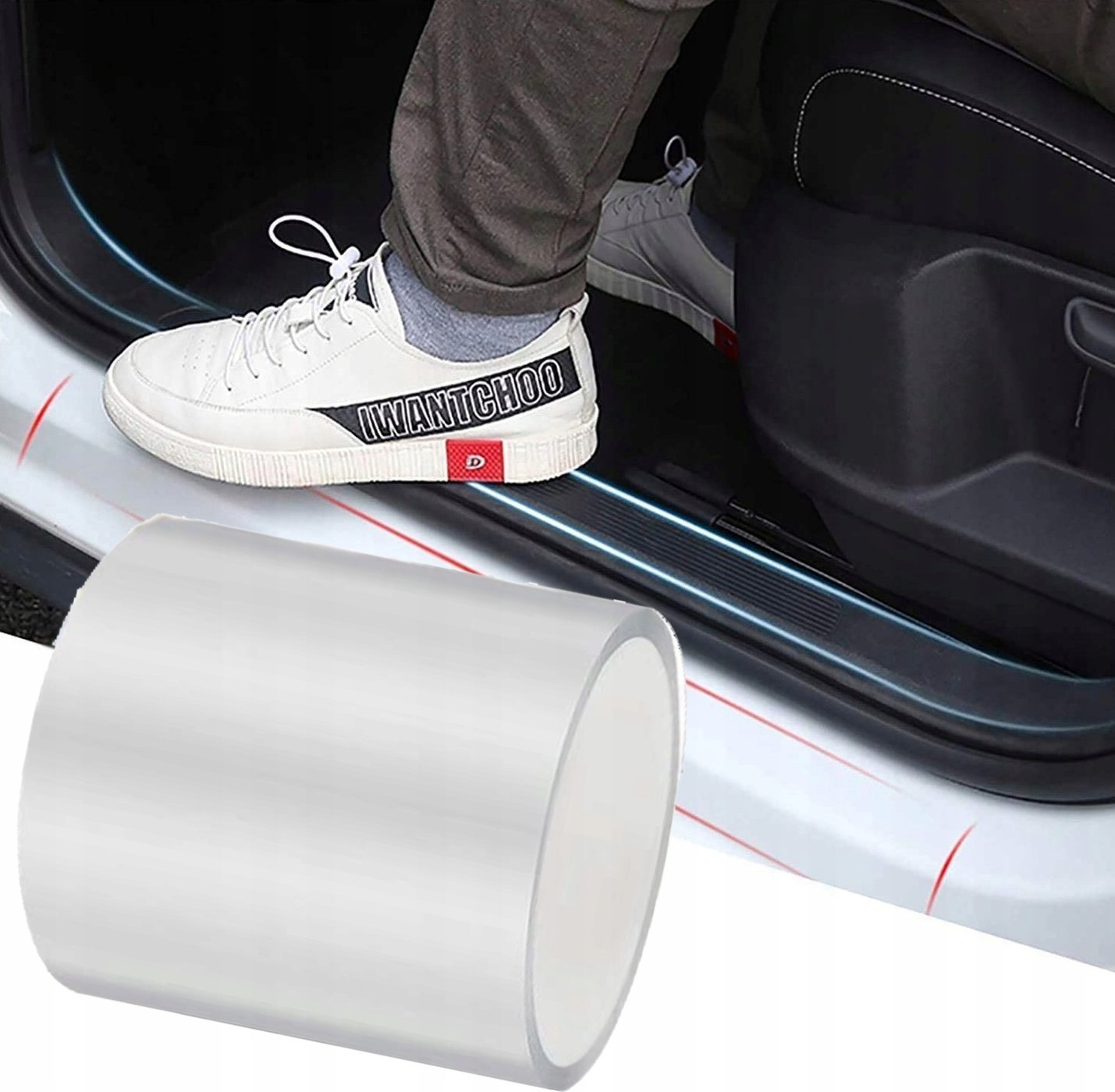 TAŚMA OCHRONNA NA PROGI RANTY DRZWI SAMOCHODU FOLIA SAMOCHODOWA 70mm x 5M