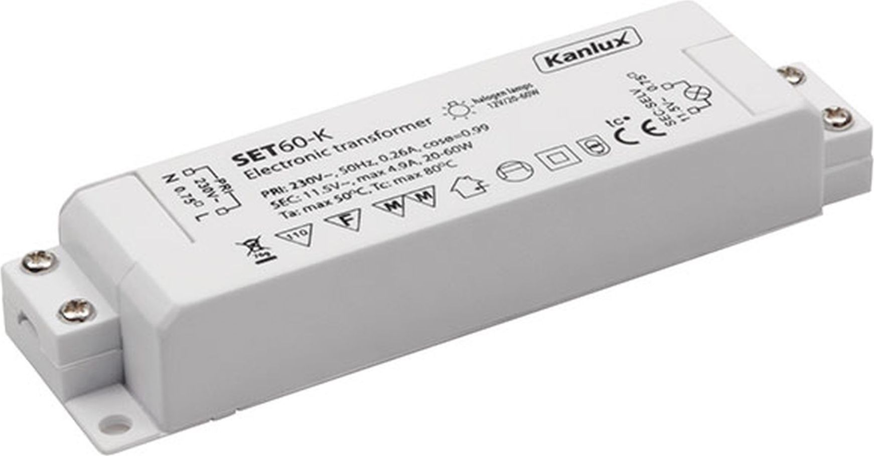 Kanlux Zasilacz halogenowy 20-60W 240V 11.5V SET60-K (01425)