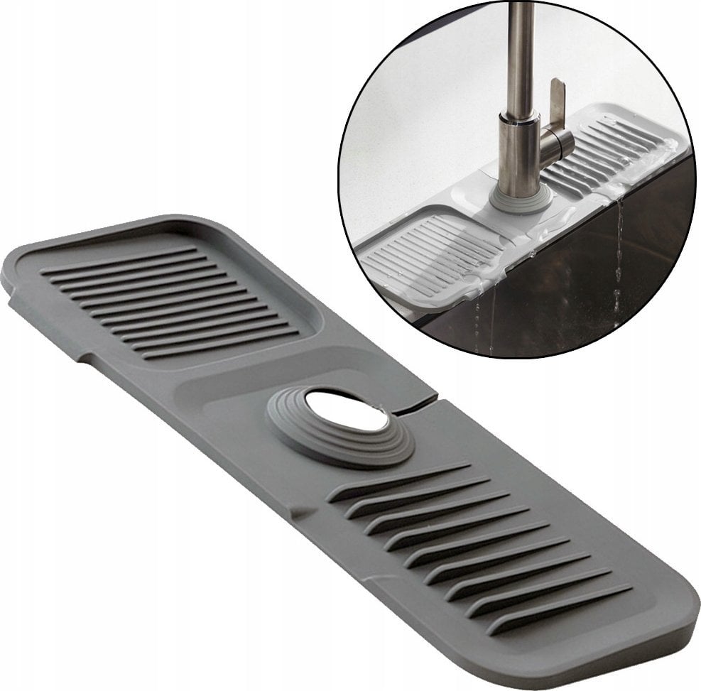 UNIWERSALNA MATA OCIEKOWA SILIKONOWA DO ZLEWU ZLEWOZMYWAKA 45 x 14cm BRUNBESTE BB-3329 SZARA