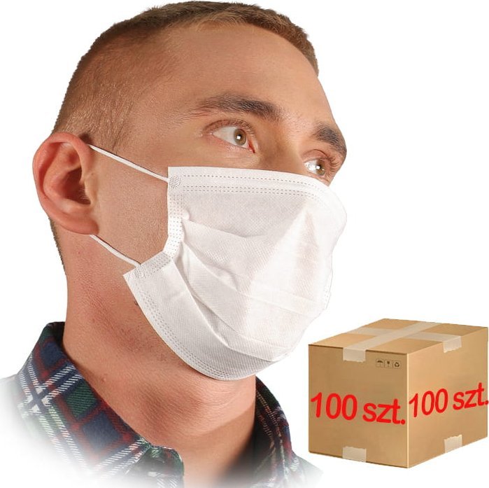 Reis Maseczka higieniczna trójwarstwowa / Biała / MASW - 100 szt.