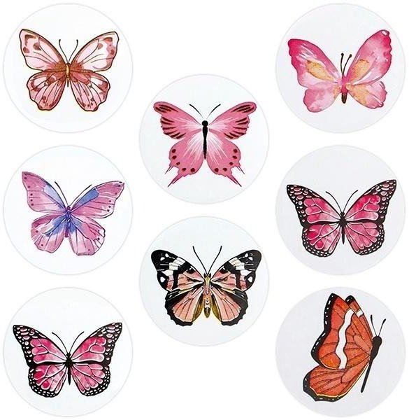 Naklejki papierowe na taśmie Motyle 25mm 500szt