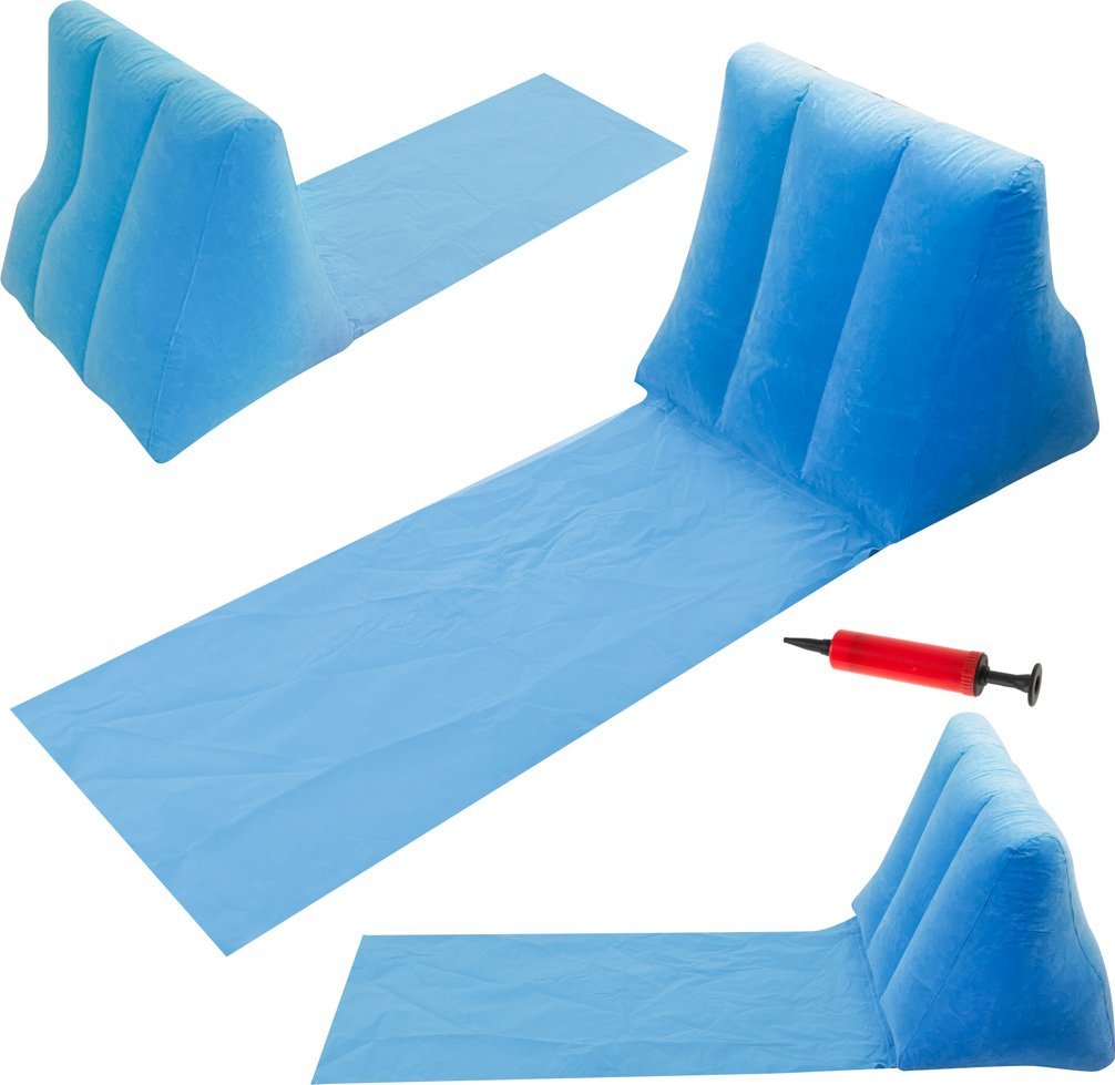 KIK Mata plażowa leżak plażowy z oparciem dmuchany błękitny