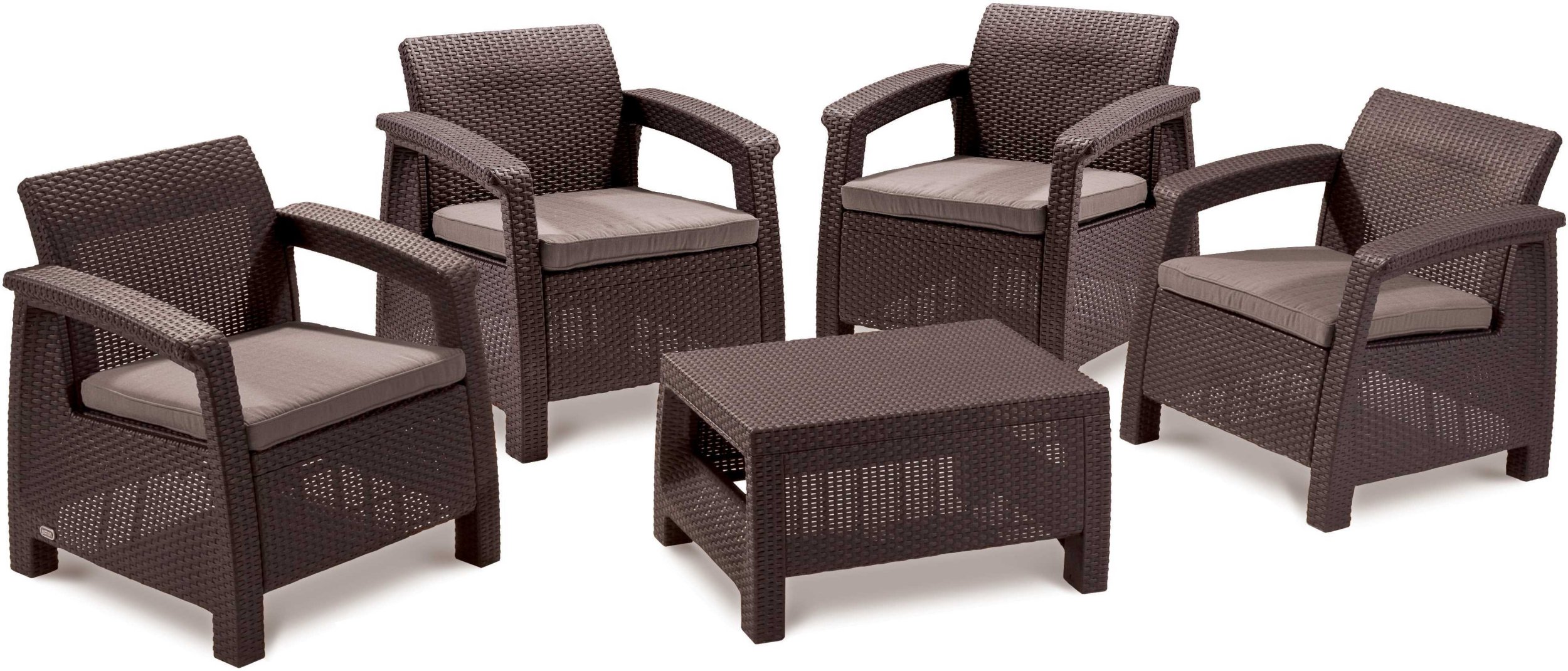 Keter Komplet mebli ogrodowych Corfu Quattro dla 4 osób brązowy