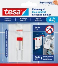 Tesa 1x2 Tesa Adjustable Adhesive Nail for Tiles & Metal 4kg 77767