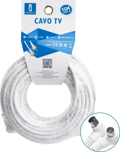 Kabel Aigostar Kabel antenowy kąt prosty 15 m biały Kabel antenowy kąt prosty 15 m biały