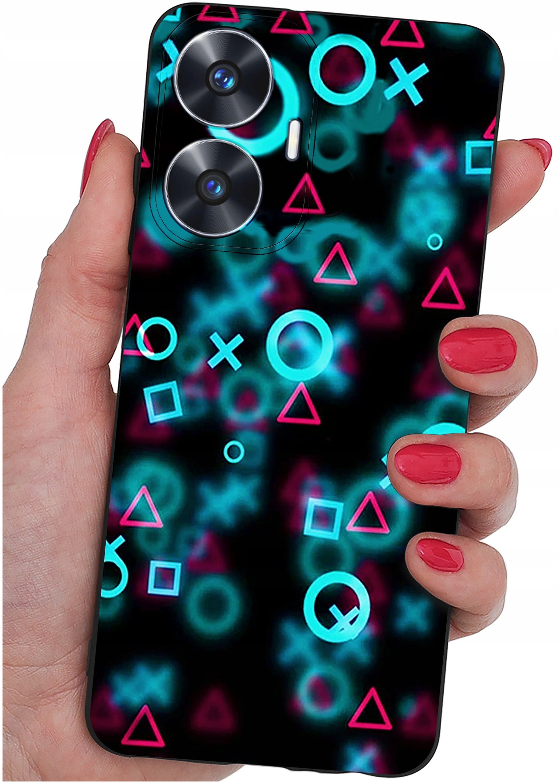 ETUI do Realme C55 WZORY |SILIKONOWE MATT CASE + SZKŁO 9H