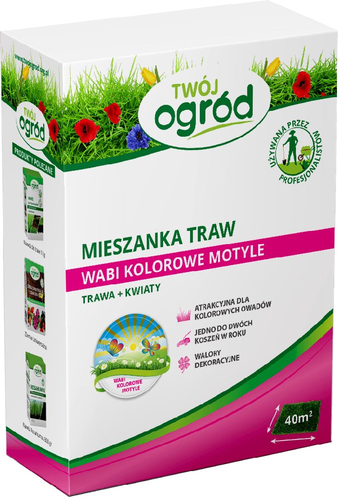 Nasiona trawy i kwiatów Twój Ogród Wabi Kolorowe Motyle Trawa + Kwiaty 0.5kg na 40m2