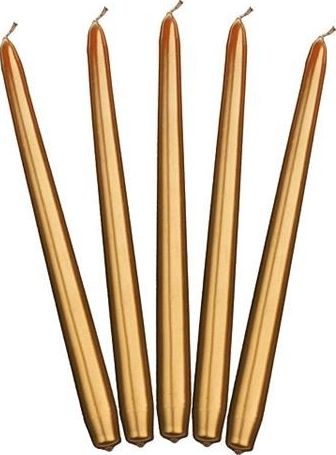 Party Deco Świeca stożkowa metaliczna, złota, 24 cm, 10 szt. uniwersalny