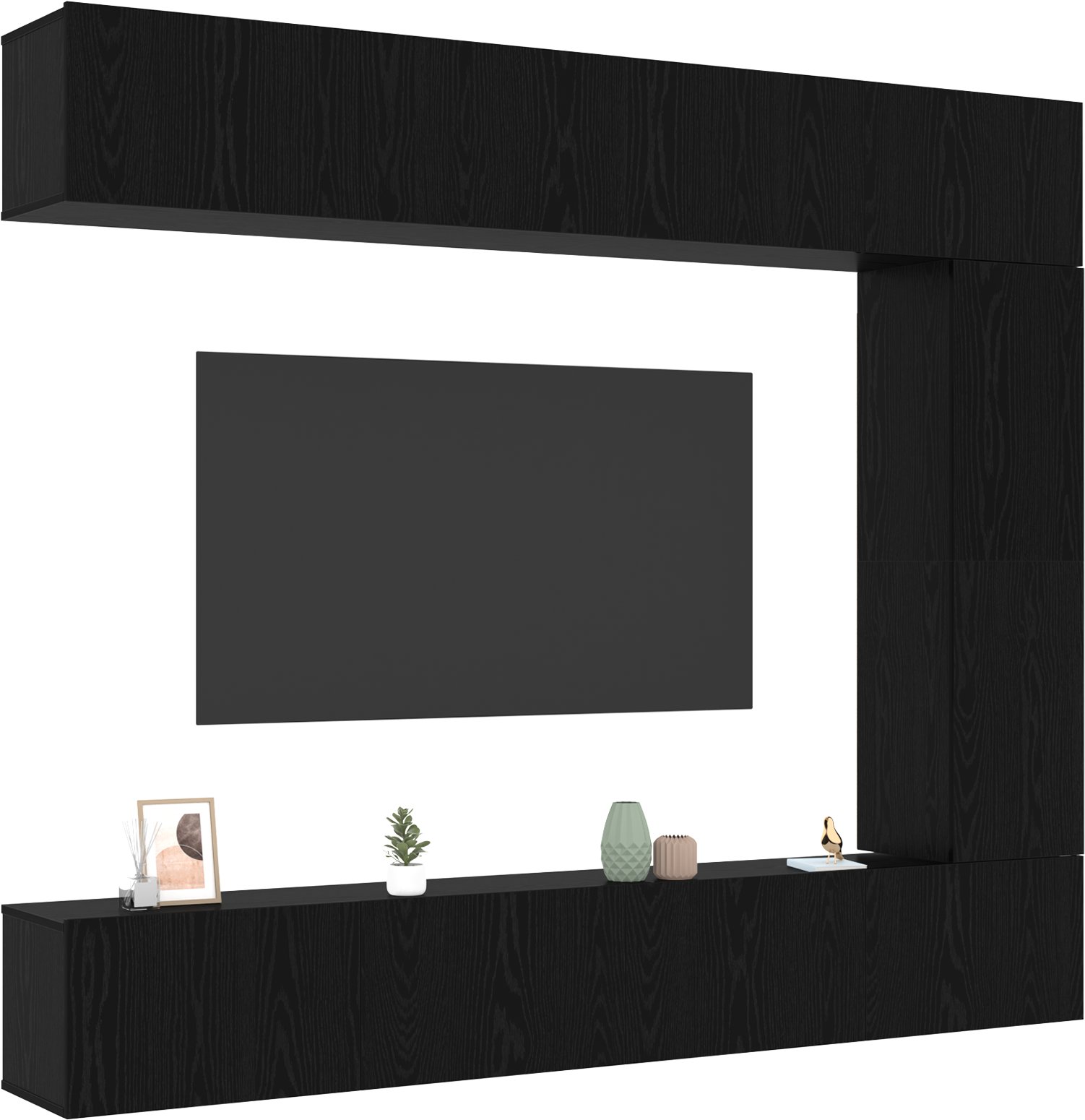 vidaXL Zestaw 5-częściowy szafek RTV montowanych na ścianie z czarnego dębu z materiału drewnopochodnego