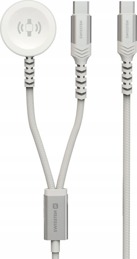 Adapter AV Swissten Wireless Charger 2In1 For Apple Watch And USB-C, USB-C 1.2 M White