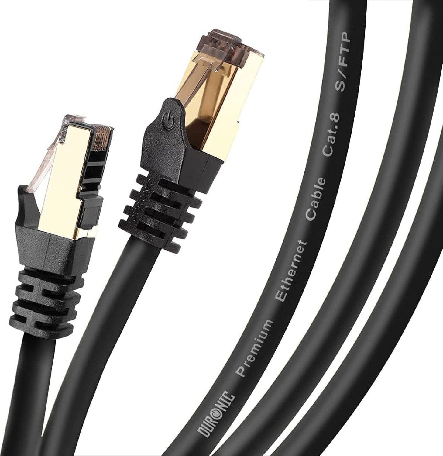 Duronic Duronic CAT8 BK 15m Kabel sieciowy ekranowany czarny S/FTP LAN transmisja 40GB skrętka pachcord