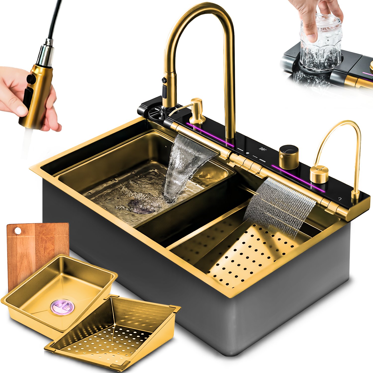 Zlew wielofunkcyjny z ociekaczem Heckermann B7546X Złoty