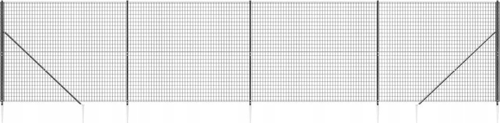 vidaXL Ogrodzenie z siatki, z kotwami, antracytowe, 2x10 m
