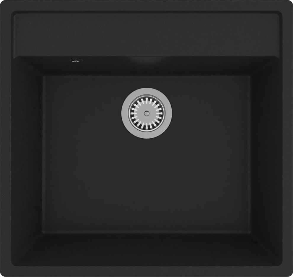 Zlewozmywak vidaXL kuchenny z otworem przelewowym, czarny, granitowy