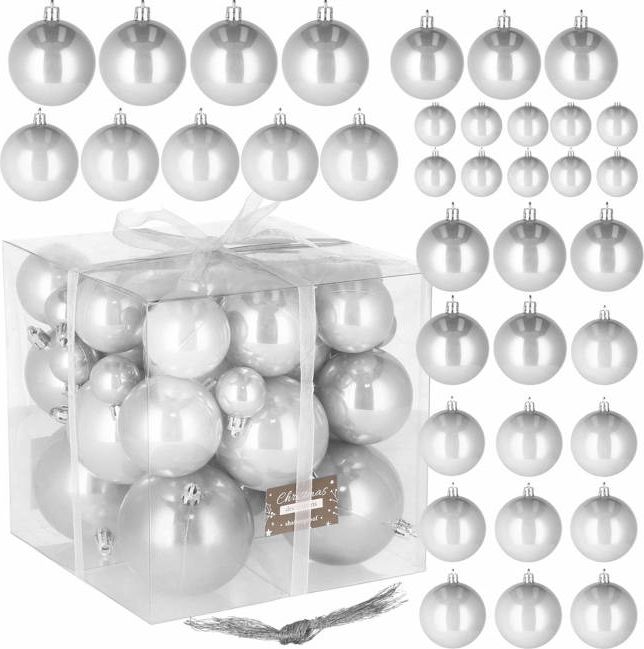 Springos Bombki choinkowe 37 szt. ozdoby świąteczne srebrny UNIWERSALNY
