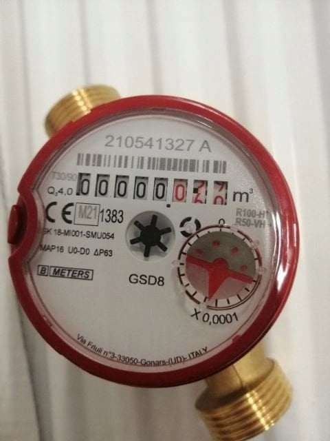 BMETERS Wodomierz antymagnetyczny GSD8-I ciepła woda, 3/4" AC Q3-4,0 m3/h, Tmax:90°C,L=130mm, MID R100/R50 AM