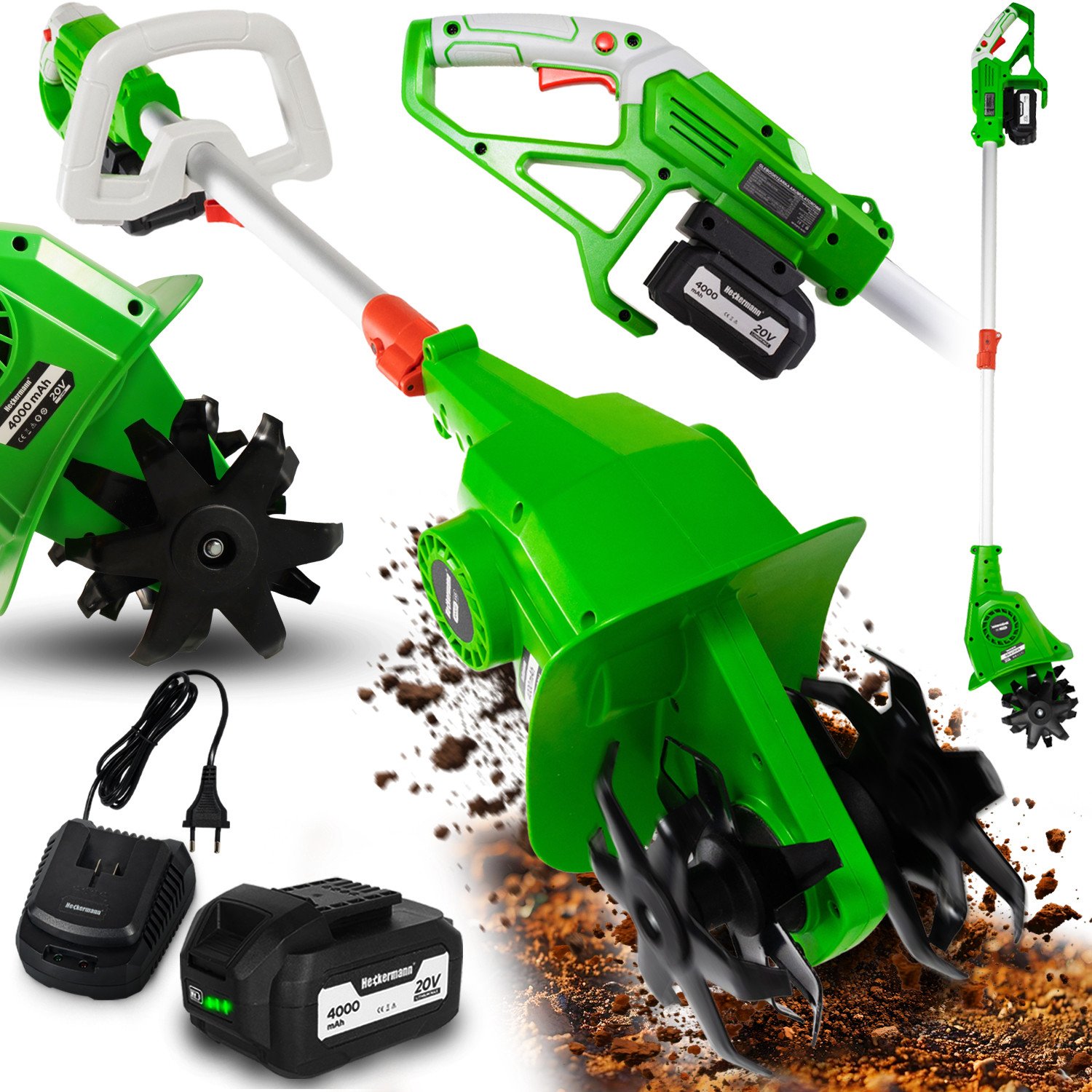 Glebogryzarka akumulatorowa 4 ostrza kultywator Heckermann AMGG155