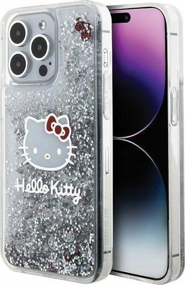 Sourcing Hello Kitty HKHCP15XLIKHET iPhone 15 Pro Max 6.7" silver/silver hardcase Liquid Glitter Charms Kitty Head