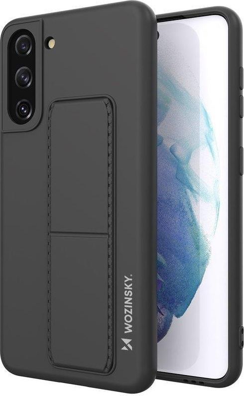 Wozinsky Kickstand Case elastyczne silikonowe etui z podstawką Samsung Galaxy S21+ 5G (S21 Plus 5G) czarny
