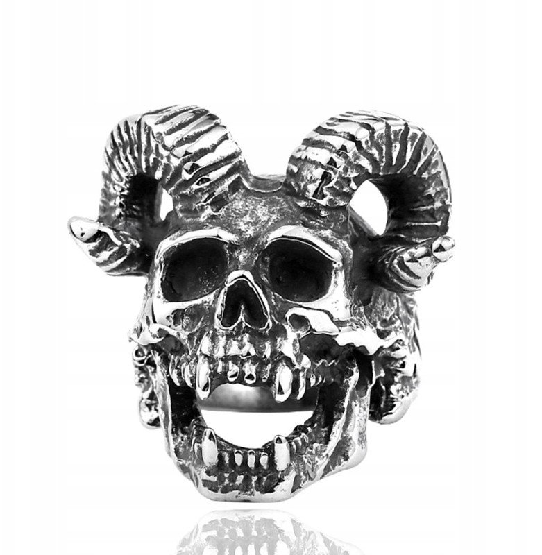 PIERŚCIEŃ SYGNET Obrączka Czaszka BARAN Biker 248