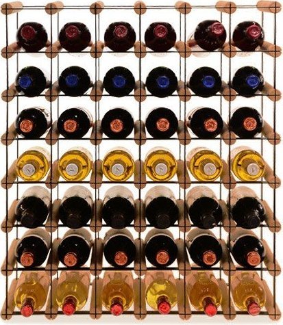 Wamar-Sosenka Regał na wino Stojak na 42 Butelki Szklane/ PET RW-8/ 6x7 Brązowy Metal + Drewno RW-8-6x7-42_O_BR