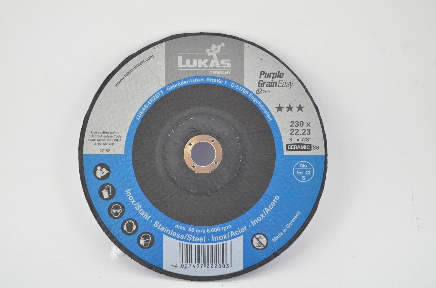 Hazet LUKAS GRINDING WHEEL 230mm P36 PURPLE GRAIN