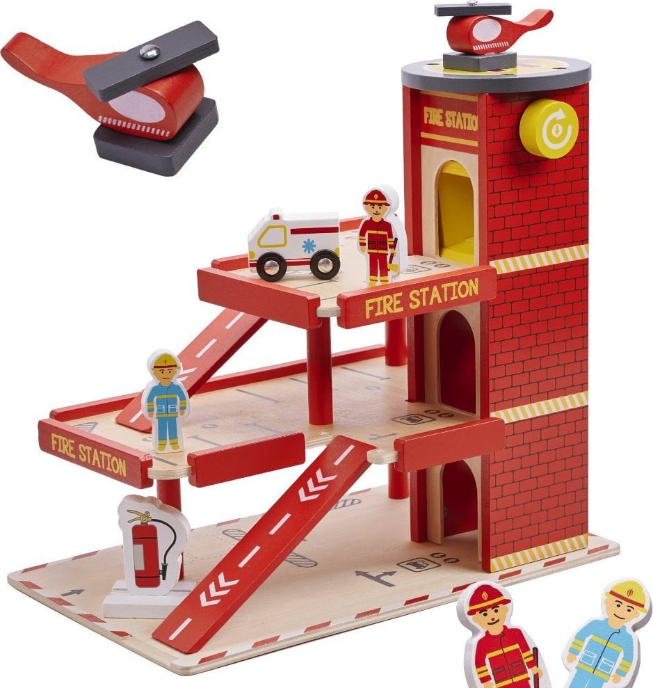 Lulilo Children's Wooden Parking Fire Station