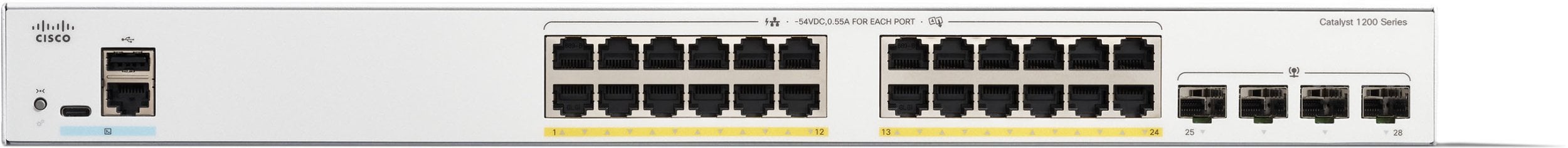 Cisco Catalyst C1200-24FP-4G-RF łącza sieciowe Zarządzany L2 Gigabit Ethernet (10/100/1000) Obsługa PoE Biały