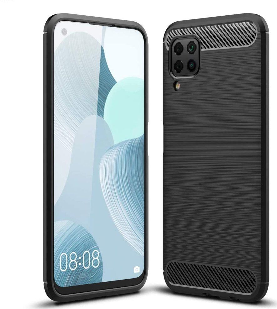 Hurtel Carbon Case elastyczne etui pokrowiec Huawei P40 Lite / Nova 7i / Nova 6 SE czarny uniwersalny