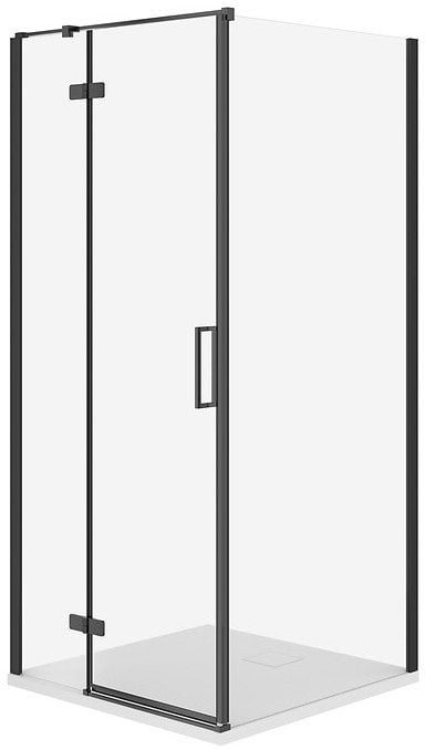 SET C530 KABINA CITY LEWA CZARNA 80X80X195+TAKO SLIM BIAŁY WIR