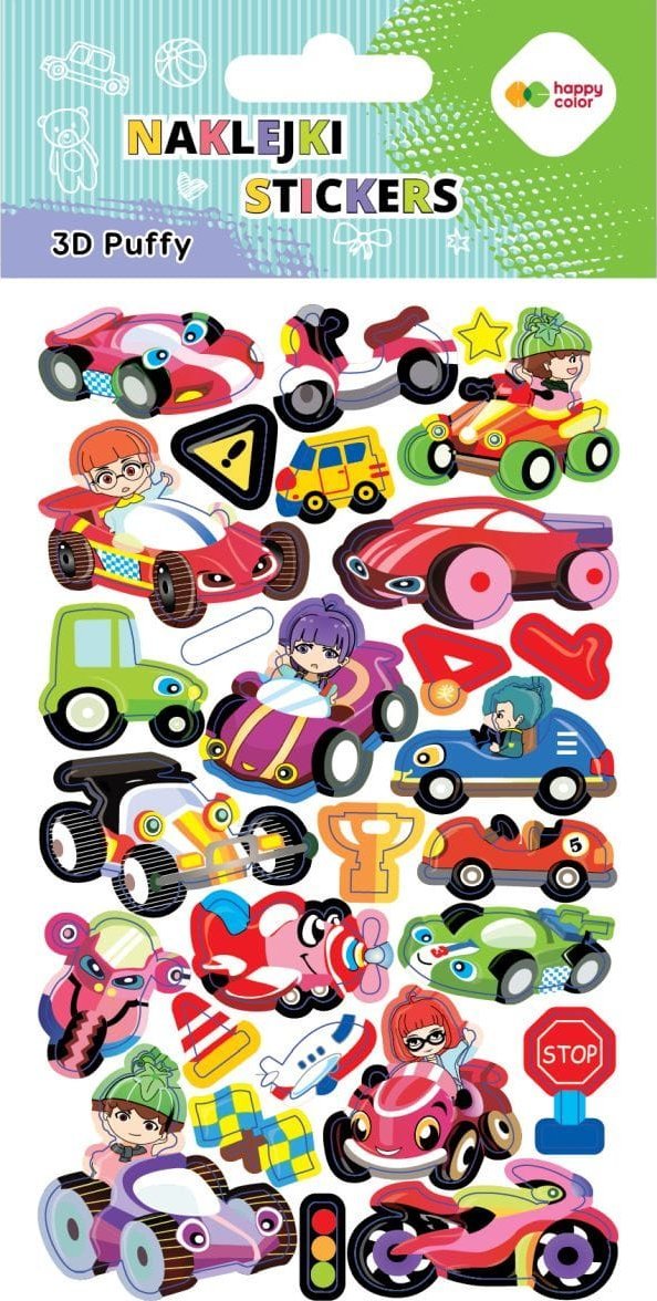 Naklejki 3D PUFFY-Vehicles, 10x20cm, Happy Color