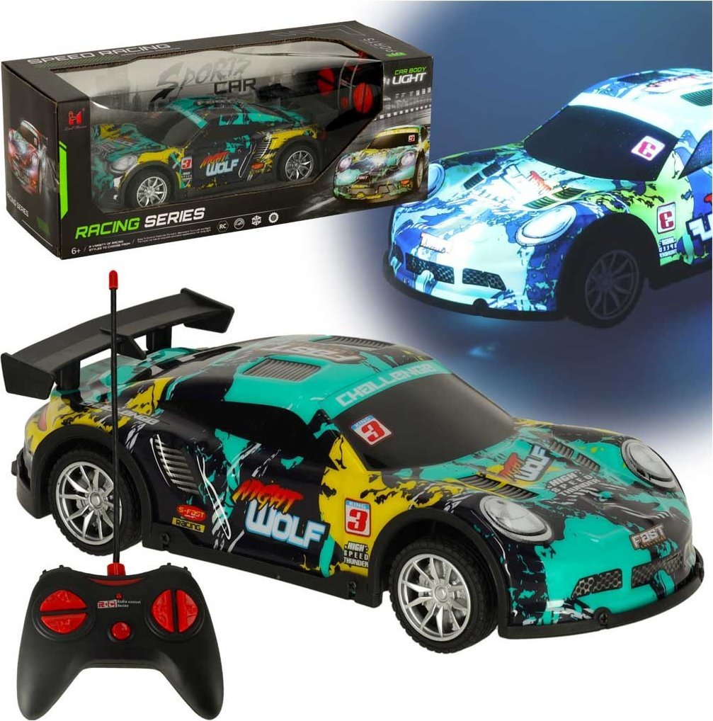 Samochód RC sportowy niebiesko zielony