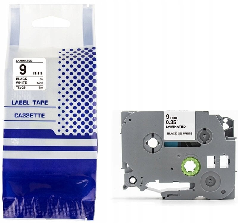 Taśma BROTHER TZE-221 9mm x 8m czarny na białym zamiennik