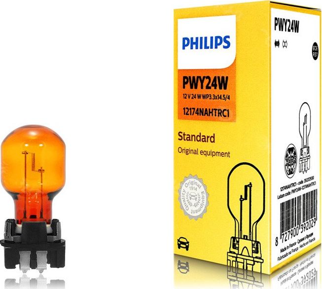 Philips ŻARÓWKA PWY24W 12V/24W WP3,3X14,5/4 POMARAŃCZOWA 1SZT