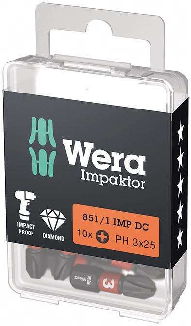 Bit Impaktor 1/4" DIN 3126 C6,3 PH3x25mm 10szt./opak. Wera