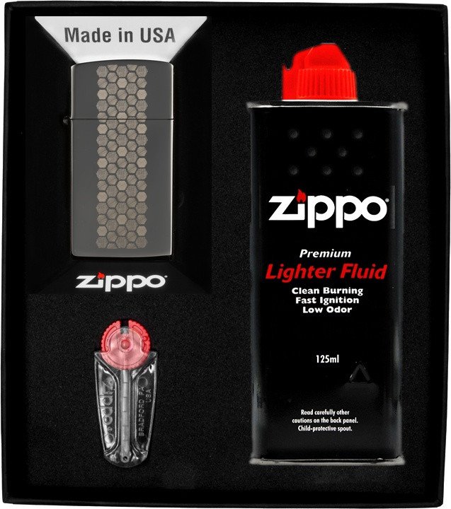 Zestaw ZIPPO Zapalniczka HONEYCOMB PATTERN DESIGN SLIM Prezentowy No1