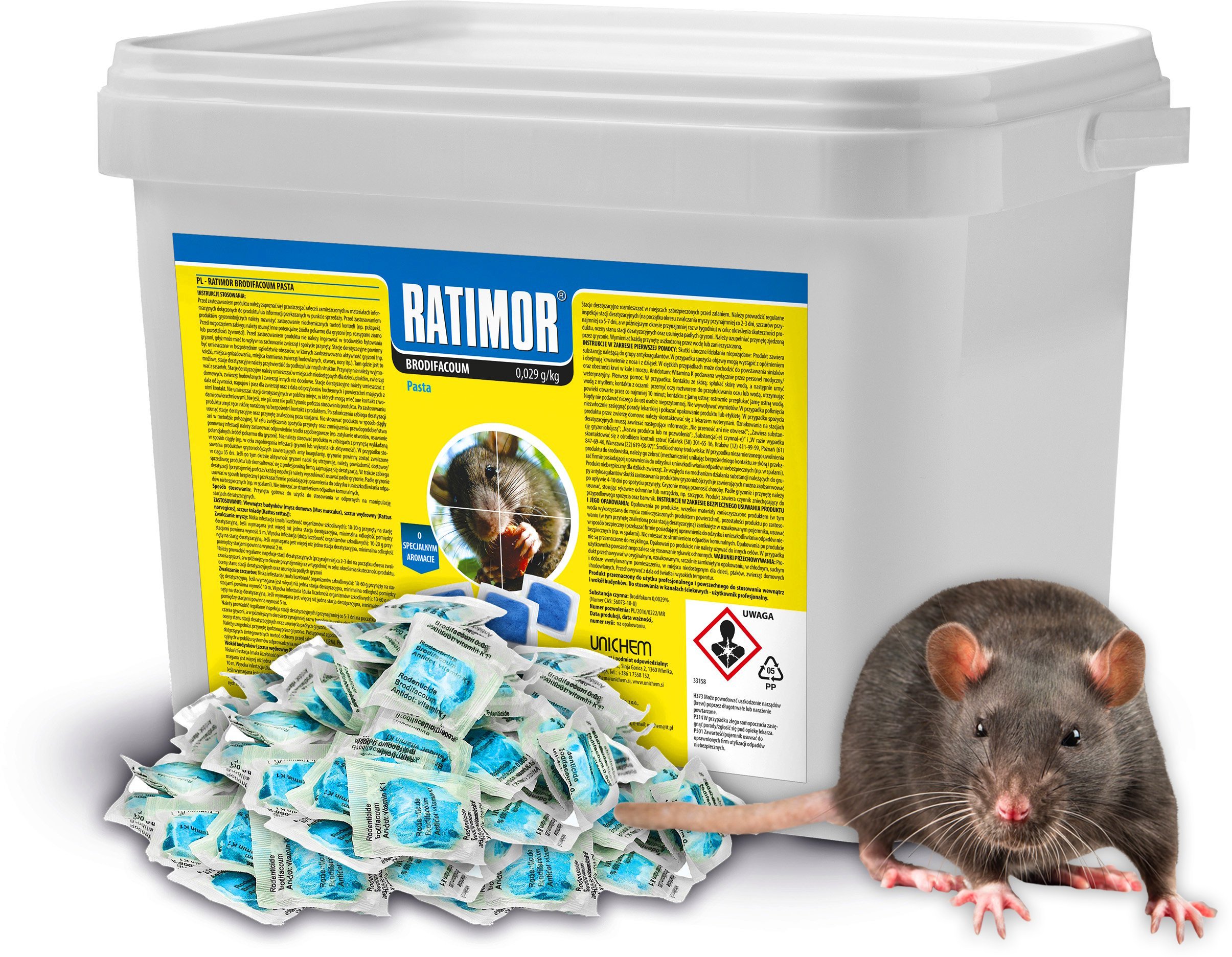 Trutka na Myszy i Szczury Niebieska Pasta Brodifakum 2,5kg Ratimor Trucizna Środek Gryzoniobójczy Przeciw Myszom Szczurom Gryzoniom