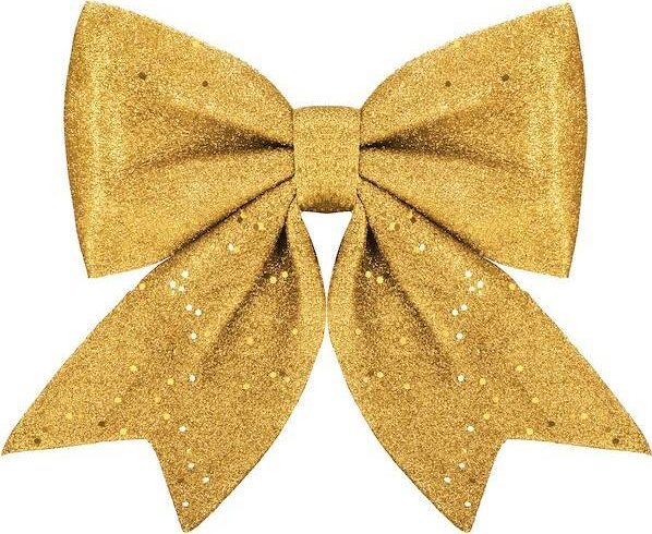 Springos Kokardka świąteczna na choinkę 20 cm brokatowa zawieszka choinkowa złota UNIWERSALNY