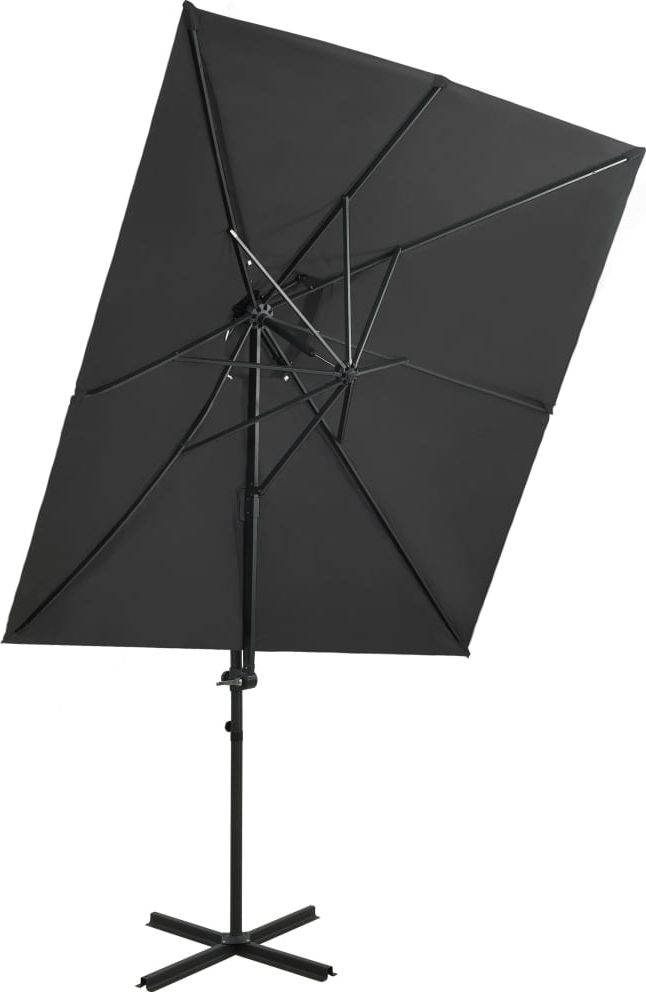 vidaXL Parasol wiszący z podwójną czaszą, antracytowy, 250x250 cm