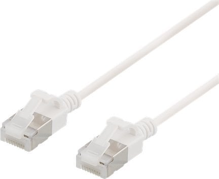 Deltaco DELTACO U/FTP Cat6a patch cable, slim, 3,8mm in diameter, 1m, white