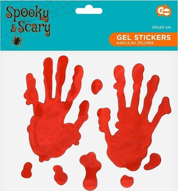 Naklejki żelowe zakrwawione dłonie 20x20cm