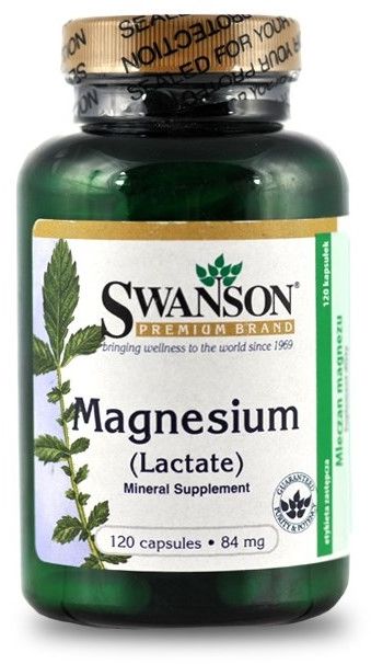 Swanson Swanson Magnesium Lactate (mleczan magnezu) 120 kaspułek
