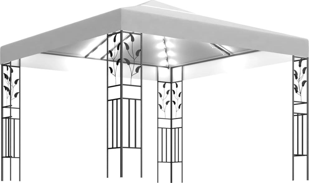vidaXL Altana ze sznurem lampek, 3x3 m, biała, 180 g/m