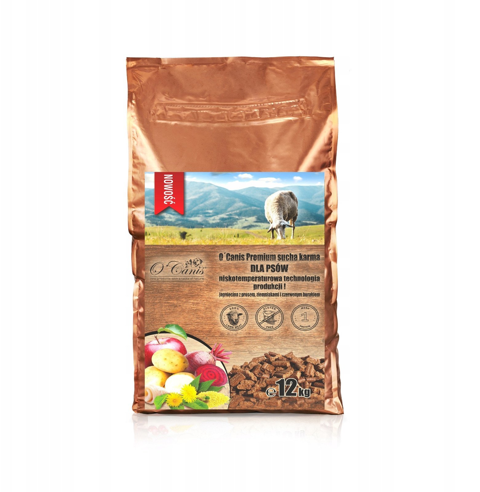 O'Canis Premium sucha karma dla psów jagnięcina z prosem, ziemniakami i czerwonym burakiem 12kg