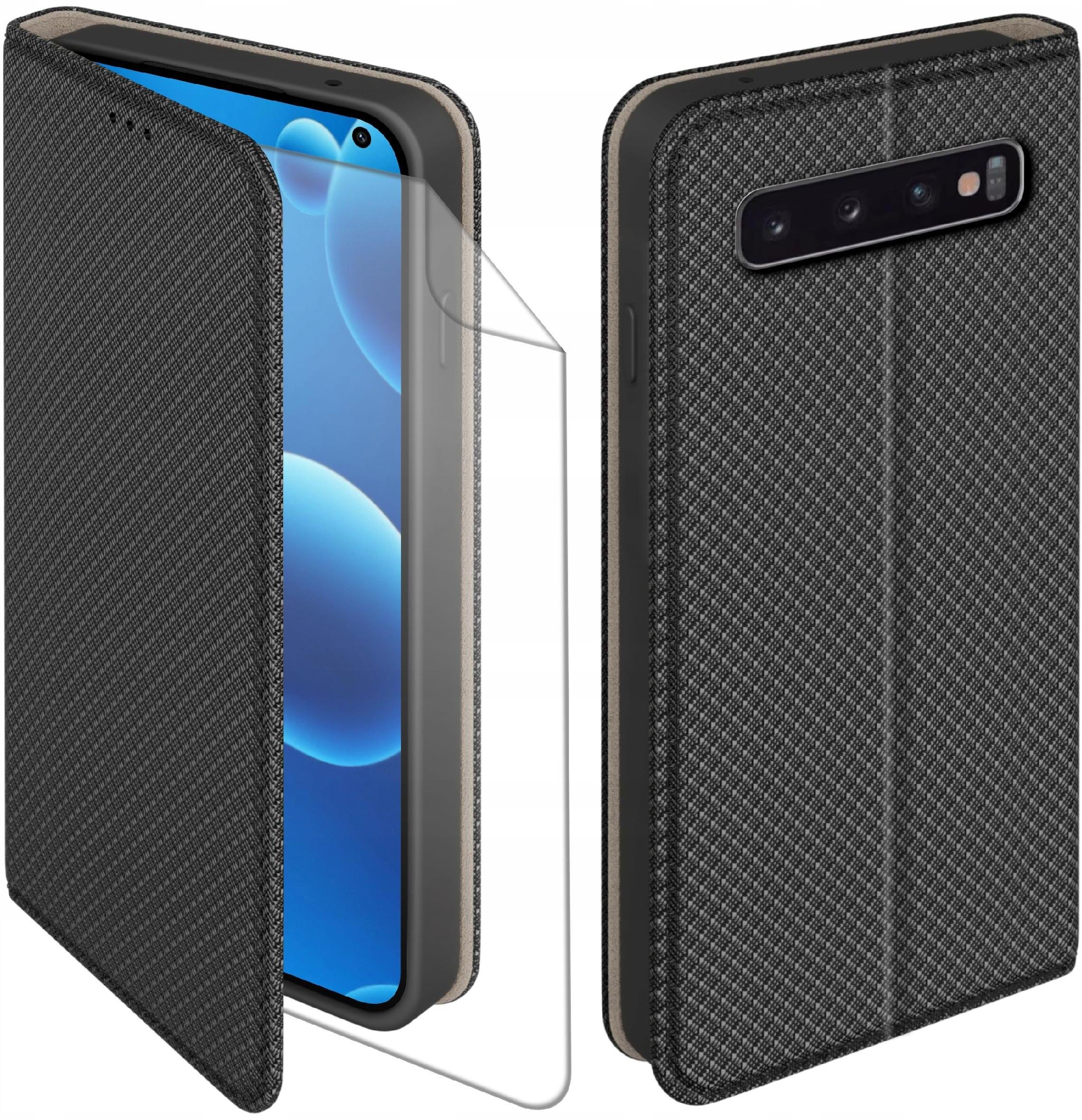 Etui z klapką do Samsung Galaxy S10 Zamykane Czarne Futerał + Folia