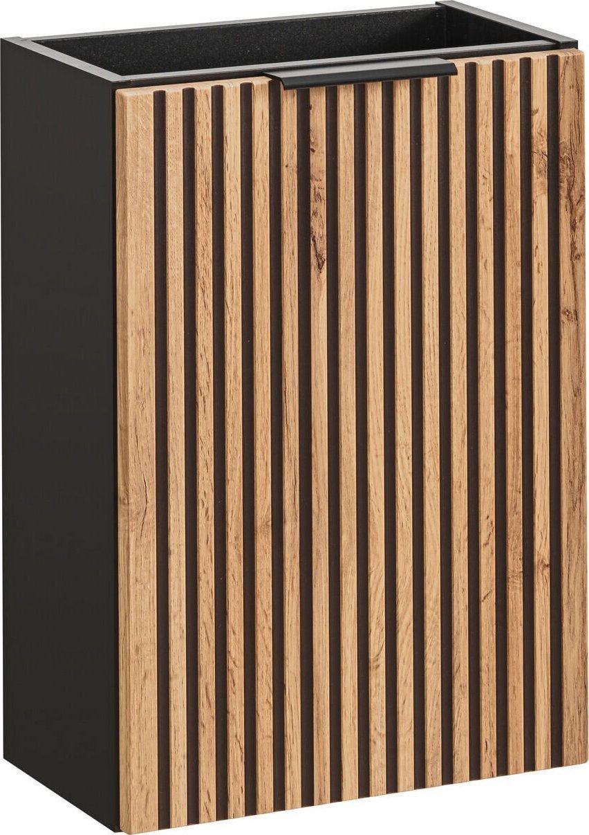 Comad Wąska szafka pod umywalkę, Xilo, 40x22x57 cm, czarny, dąb wotan, mat