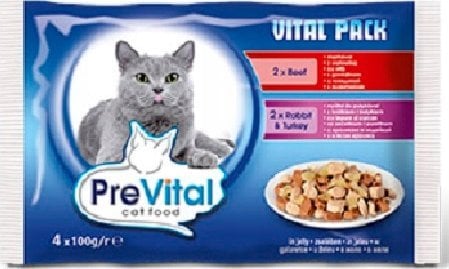 PREVITAL woł,królik w galaretce dla kotów 4x100g