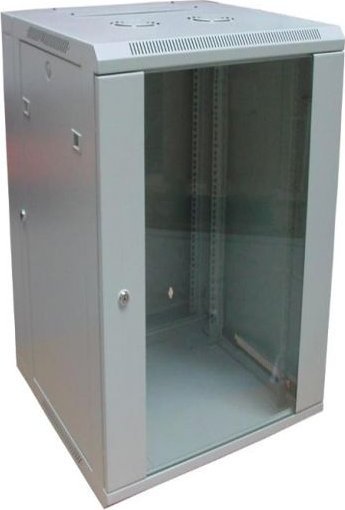 Digitus Szafa sieciowa wisząca 19" 18U rack 600x600, drzwi szyba, szary, dzielona, złożona, 60kg