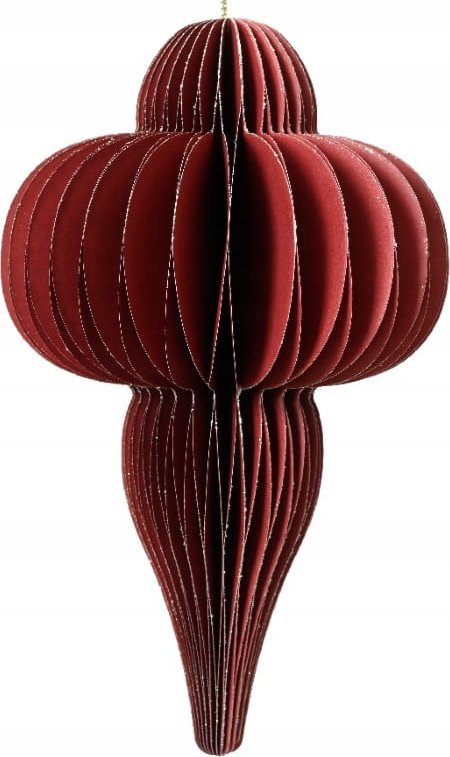 Kaemingk Zawieszka papierowa magnetyczna 9x15cm Czerwona ze złotym sznurkiem