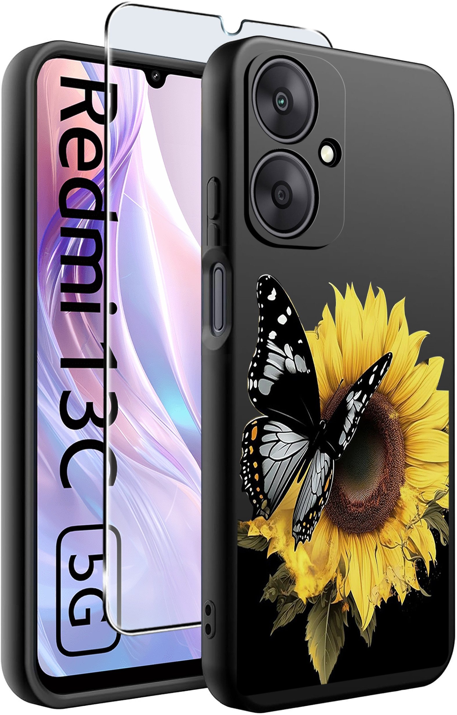 ETUI do Xiaomi Redmi 13C 5G WZORY |SILIKONOWE MATT CASE +SZKŁO HARTOWANE 9H